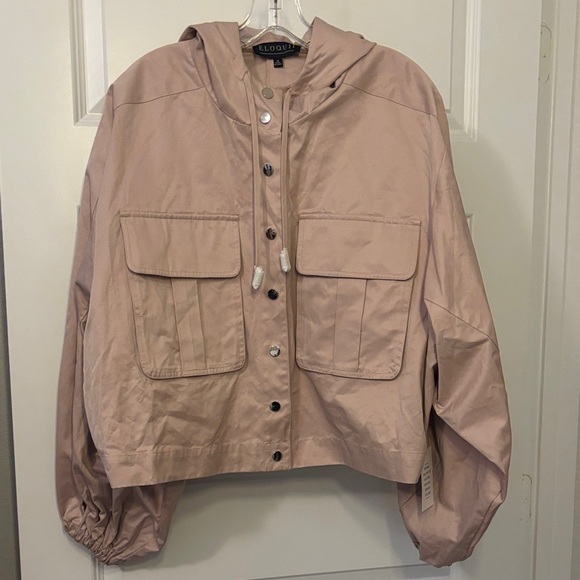 Eloquii Jackets & Blazers - Eloquii Blush Utility Jacket SZ 16 plus size w/hood puffy sleeve cropped NWT